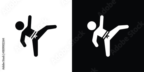Taekwondo icon in glyph shilhouette black and white colors