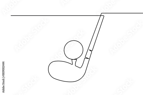 Golf club and ball minimal continuous line artwork in elegant outline vector illustration
