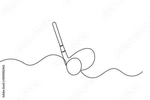 Golf club and ball minimal continuous line artwork in elegant outline vector illustration
