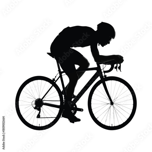 Silhouette of cyclist riding bike isolated on, capturing the intensity and focus of the athlete in motion, showcasing determination and speed