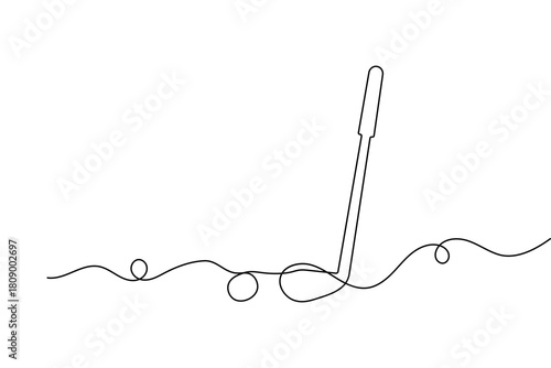 Golf club and ball minimal continuous line artwork in elegant outline vector illustration
