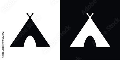 Tepee icon in glyph shilhouette black and white colors