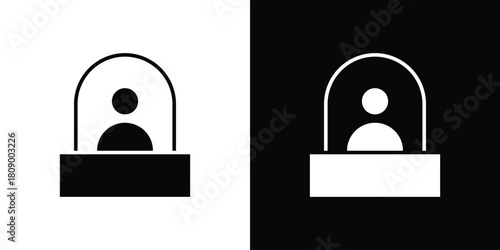 Ticket office icon in glyph shilhouette black and white colors