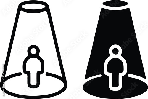 person standing spotlight black black line icons set vector design art