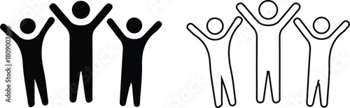 black happy team group icons success set vector logo 