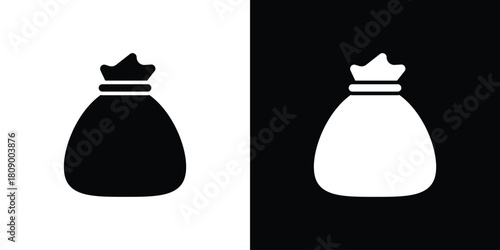 Trash bag icon in glyph shilhouette black and white colors