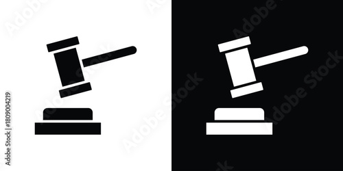 Trial hammer icon in glyph shilhouette black and white colors