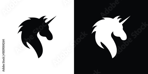 Unicorn icon in glyph shilhouette black and white colors