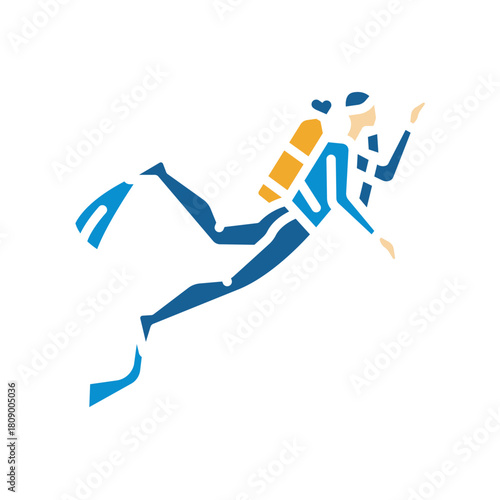 Scuba diver black line icon for digital and print projects.