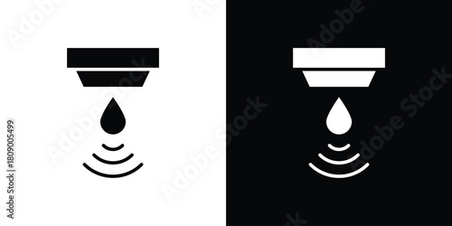 Water sensor icon in glyph shilhouette black and white colors