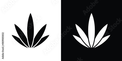 Weed icon in glyph shilhouette black and white colors