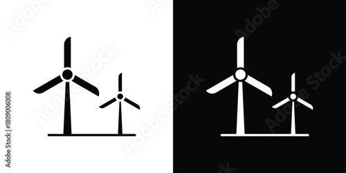 Wind turbine icon in glyph shilhouette black and white colors