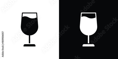 Wine glass icon in glyph shilhouette black and white colors
