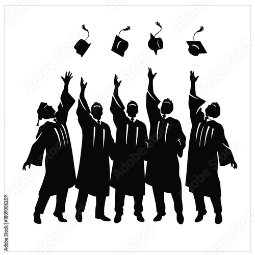 Caps Toss  Graduation ceremony silhouette