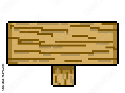 Pixel art of a wooden signboard