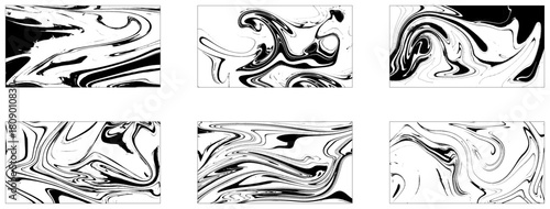 Set of white and black marble texture vector background. Stone or rock bundle, collection.