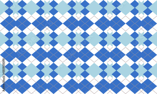 Blue diamond with grid on top repeat pattern, replete image, design for fabric printing, in row
