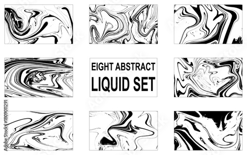 Abstract liquid poster, fluid art vector texture set.