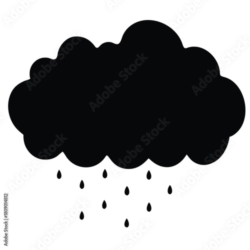 Dark rain cloud vector illustration raining season climate in simple design