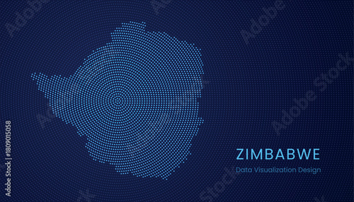 Zimbabwe dotted digital map for data visualization design