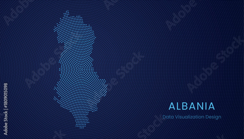 Albania dotted digital map for data visualization design