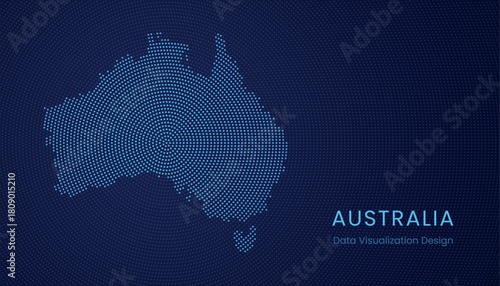 Australia dotted digital map for data visualization design