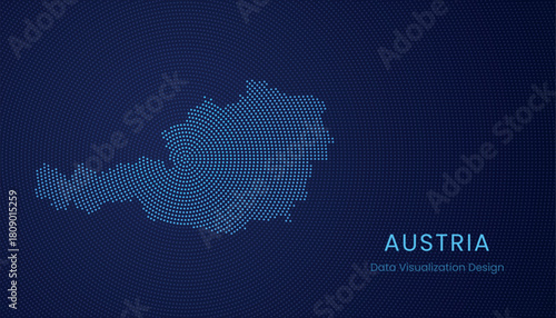 Austria dotted digital map for data visualization design