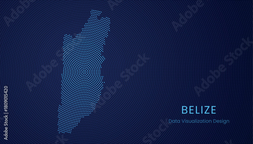 Belize dotted digital map for data visualization design