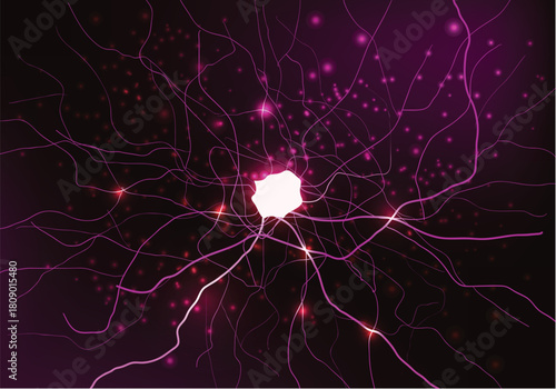 Neuron cell vector illustration brain activity concept neural network connections for science and me