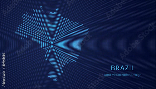 Brazil dotted digital map for data visualization design