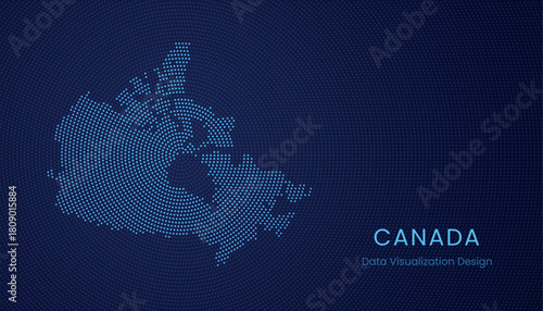 Canada dotted digital map for data visualization design