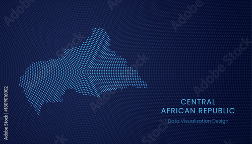 Central African Republic dotted digital map for data visualization design