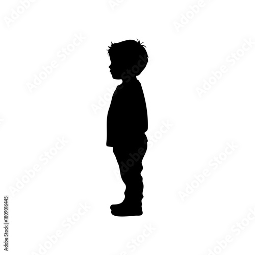 Little boy silhouette vector flat illustration design.