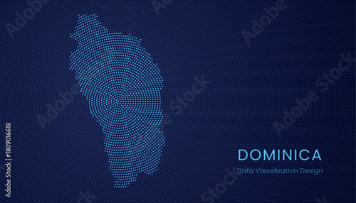 Dominica dotted digital map for data visualization design