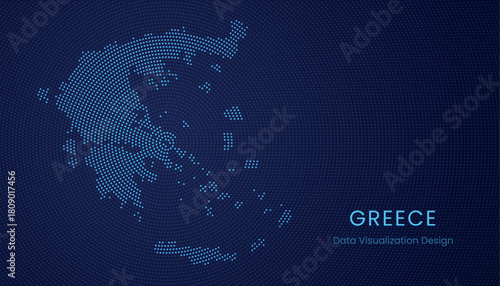 Greece dotted digital map for data visualization design