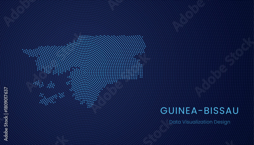 Guinea-Bissau dotted digital map for data visualization design