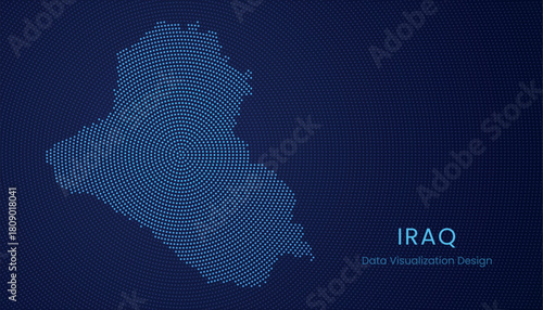 Iraq dotted digital map for data visualization design