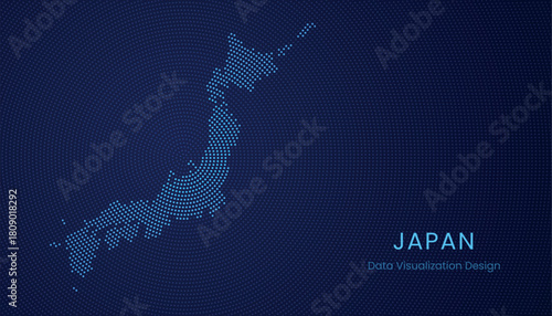 Japan dotted digital map for data visualization design