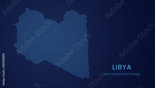 Libya dotted digital map for data visualization design
