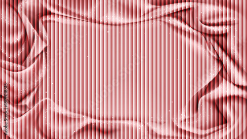 Elegant red striped satin background with a soft, flowing silk drapery border.