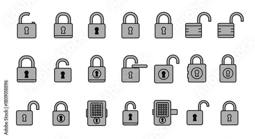 Flat design padlock security icons set