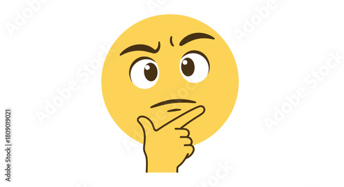 Thinking emoji flat design vector illustration