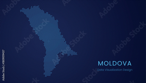 Moldova dotted digital map for data visualization design