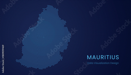 Mauritius dotted digital map for data visualization design