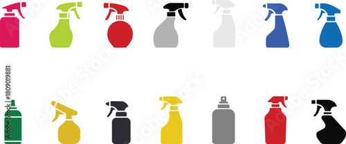 Assorted Colorful Spray Bottles and Containers Collection