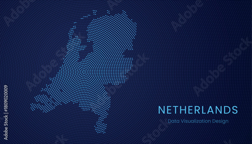 Netherlands dotted digital map for data visualization design