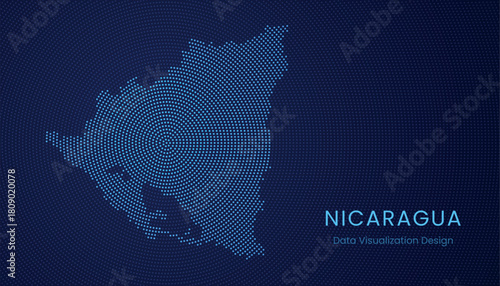 Nicaragua dotted digital map for data visualization design