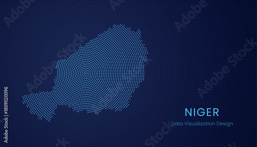 Niger dotted digital map for data visualization design