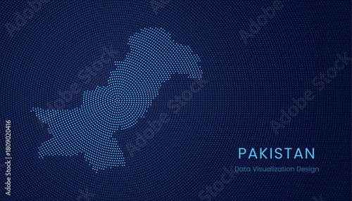 Pakistan dotted digital map for data visualization design