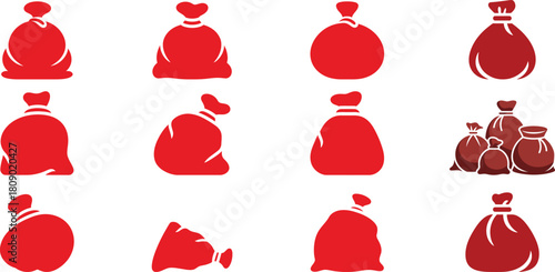 Red gift bags and money sacks collection vector